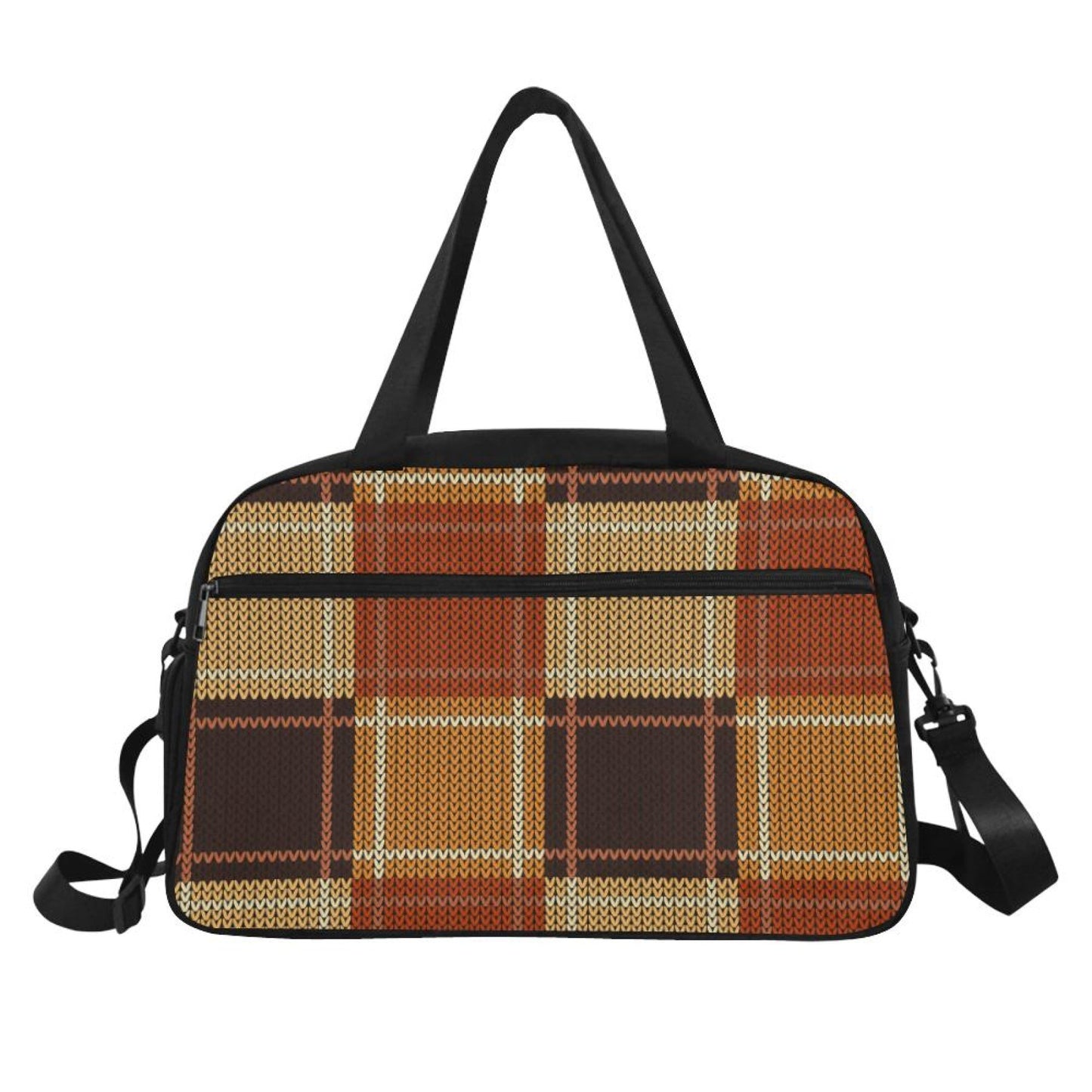 Travel Carry-On Bag / Brown and Beige Checkered Style